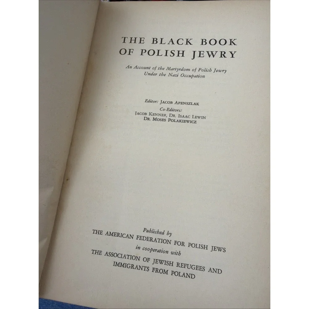 The Black Book of Polish Jewry Nazi Occupation Holocaust 1943 HCDJ